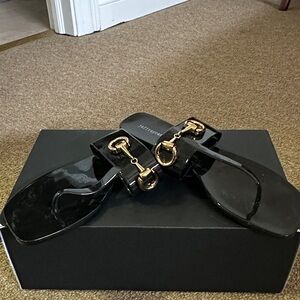 Jeffrey Campbell Black Sandals with Gold Accents